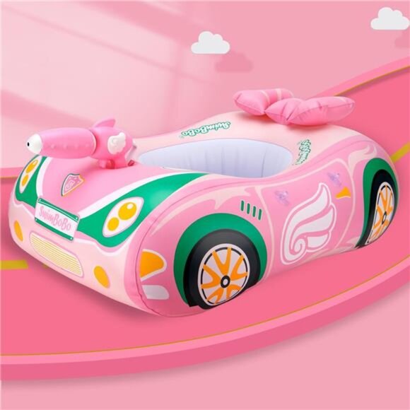Kids Pink Toddler Pool Float Inflatable Car Baby Swim Float for Baby Girls - Picture 6 of 6